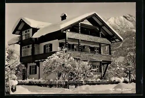 AK Oberstdorf, Hotel Villa Daheim im Winter, Fuggerstrasse