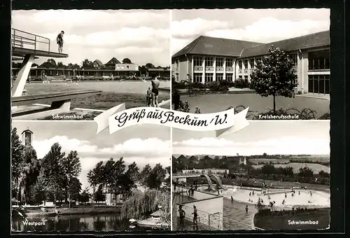 AK Beckum /W., Kreisberufsschule, Schwimmbad, Westpark