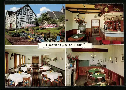 AK Altenhellefeld /Sauerland, Gasthaus u. Pension Alte Post H. Simon, Innenansichten