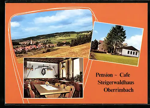AK Burghaslach-Oberrimbach, Pension-Cafe Steigerwaldhaus, Innenansicht, Teilansicht