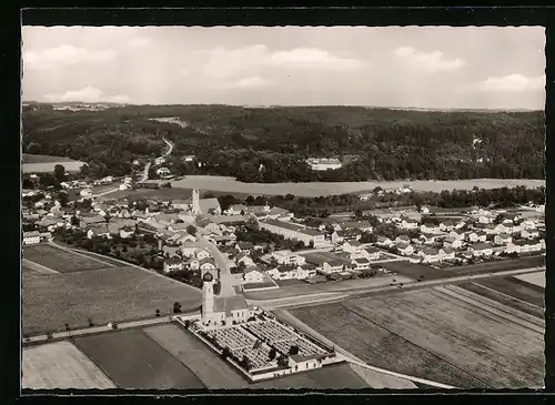 AK Winhöring /Obb., Teilansicht mit Kirche, Fliegeraufnahme