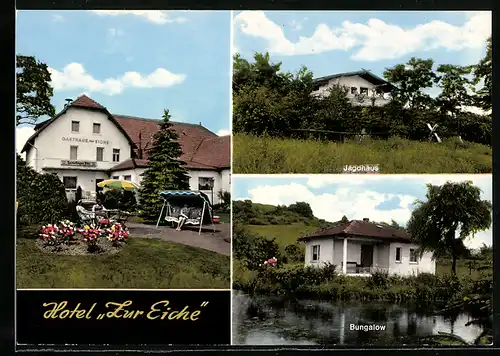 AK Schönenberg / Bad Driburg, Hotel Zur Eiche, Bungalow, Jagdhaus