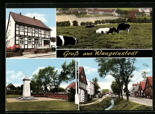 AK Wangelnstedt, Geschäft, Denkmal, Wiese mit Kühen
