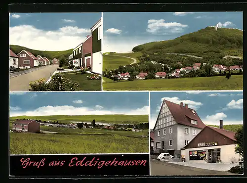AK Eddigehausen, Ortsansicht, Totalansicht, Strassenpartie, Spar-Markt