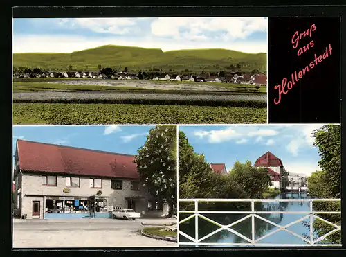 AK Hollenstedt / Leinetal, Strassenpartie mit Edeka Geschäft, Ortsansicht, Brücke