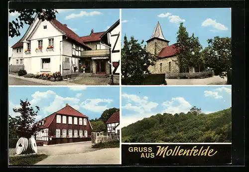 AK Mollenfelde, Gasthaus zum Krug, Kirche