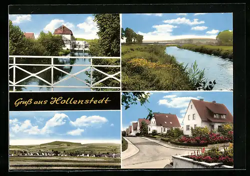 AK Hollenstedt / Leinetal, Strassenpartie mit Wohnhäusern, Blick vom der Brücke, Ortsansicht