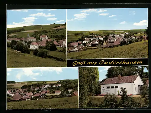 AK Sudershausen, Ortsansicht mit Kirche, Wohnhaus