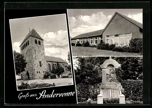 AK Andervenne, Kirche, Gedenktafeln, Wohnhaus