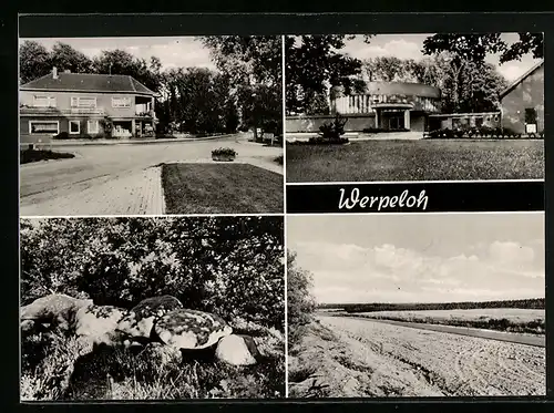AK Werpeloh, Strassenpartie mit Wohngebäude, Blick auf Rundbau