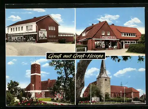 AK Gross Hesepe, A & O Markt Rudi Will, Ortsansichten