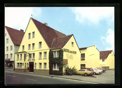 AK Horn-Bad Meinberg, Hotel zur Post, ADAC-Hotel, Autos auf dem Parkplatz