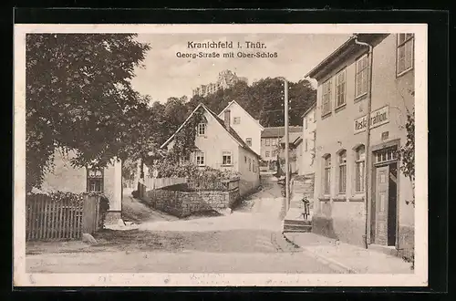 AK Kranichfeld, Georg-Strasse mit Ober-Schloss