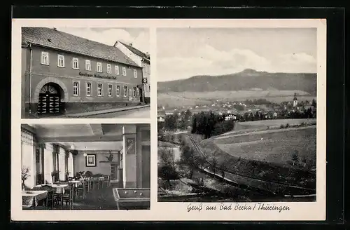 AK Bad Berka /Thüringen, Gasthaus Weimarischer Hof, Innenansicht, Ortsansicht