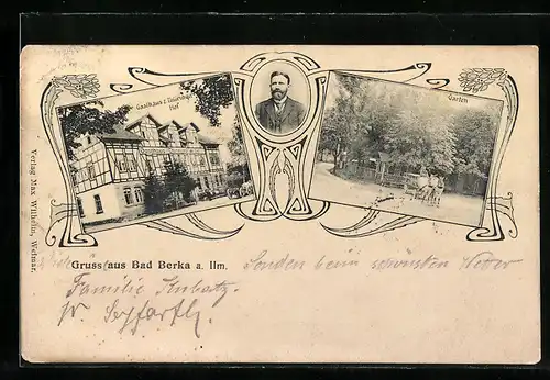 AK Bad Berka a. Ilm, Gasthaus zum Thüringer Hof, Garten