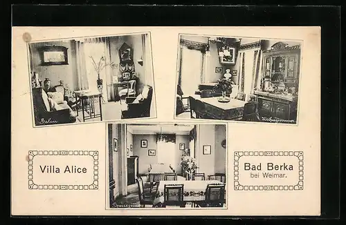 AK Bad Berka, Hotel Villa Alice, Innenansichten