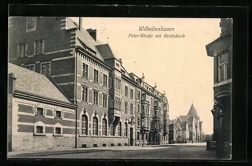 AK Wilhelmshaven, Peter-Strasse mit Reichsbank