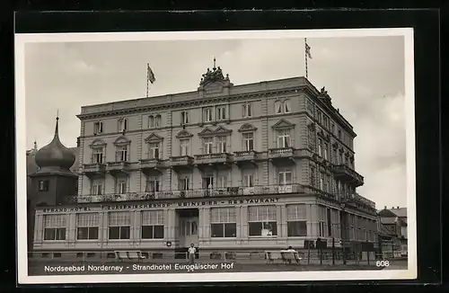 AK Norderney, Nordseebad, Strandhotel Europäischer Hof