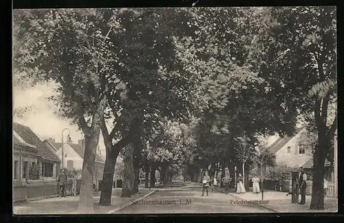 AK Sachsenhausen i. M., Friedrichstrasse mit Anwohnern