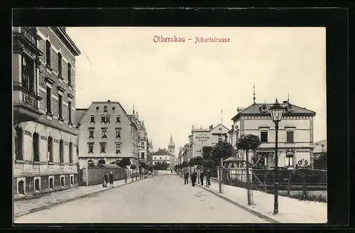 AK Olbernhau, Albertstrasse mit Haus des General-Anzeiger