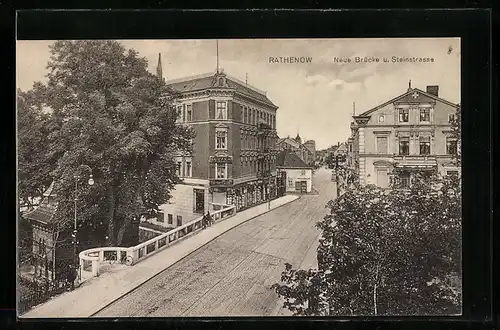 AK Rathenow, Neue Brücke und Steinstrasse