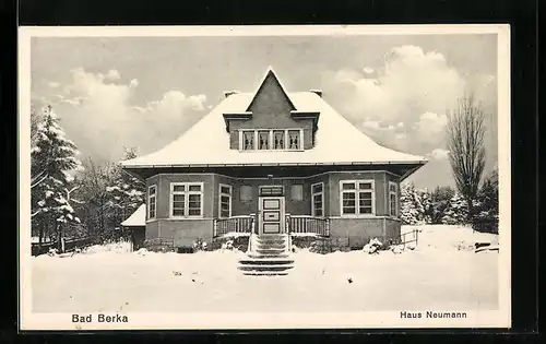 AK Bad Berka, Hotel-Pension Haus Neumann im Schnee