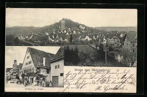 AK Herrenberg, Gasthaus zur Traube, Teilansicht