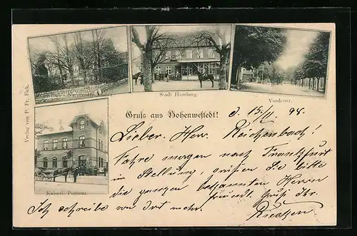 AK Hohenwestedt, Gasthof Stadt Hamburg, Vorderstrasse, Postamt