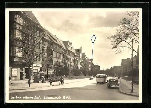 AK Berlin-Wilmersdorf, Landauerstrasse, Kiosk, VW-Käfer, Lieferwagen