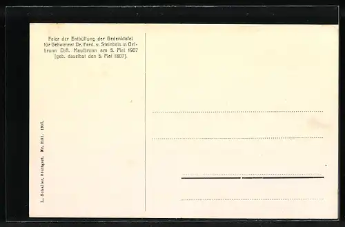 AK Ölbronn, Enthüllung der Gedenktafel für Geheimrat Dr. Ferd. v. Steinbeis am 5.5.1907