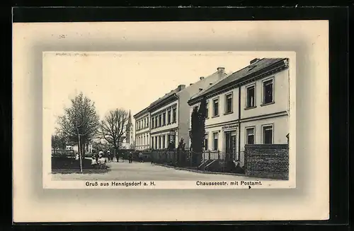 AK Hennigsdorf a. H., Chausseestrasse mit Postamt