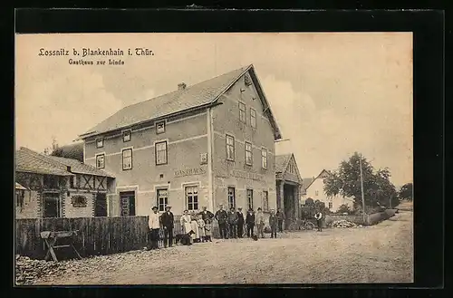 AK Lossnitz / Blankenhain, Strassenpartie am Gasthaus zur Linde