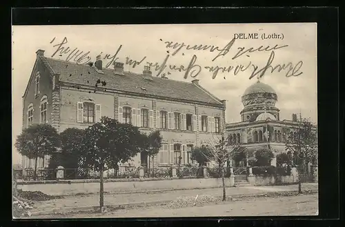 AK Delme, Strassenpartie an der Synagoge