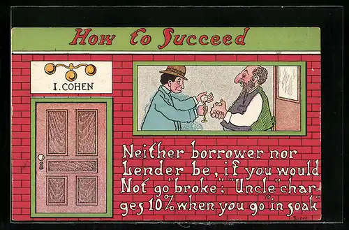 Künstler-AK Jude kauft Uhr an, How to succeed