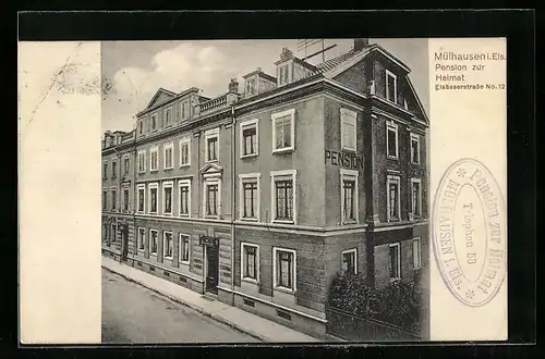 AK Mülhausen i. Els., Pension zur Heimat, Elsässerstrasse 12