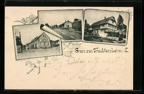 AK Truchtersheim i. E., Strassenpartie mit Gasthof, Fachwerkshaus