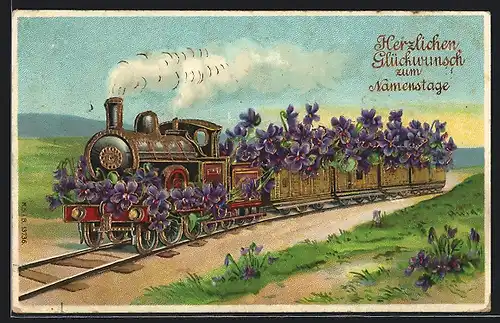 AK Jahreszahl 1908 auf Eisenbahn