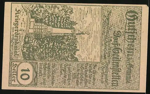 Notgeld Seitenstetten 1920, 20 Heller, Dorfansicht mit Stift