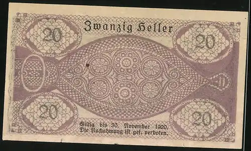 Notgeld Pattigham 1920, 20 Heller, Heilbad St. Thomas