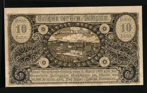 Notgeld Pattigham 1920, 10 Heller, Heilbad St. Thomas