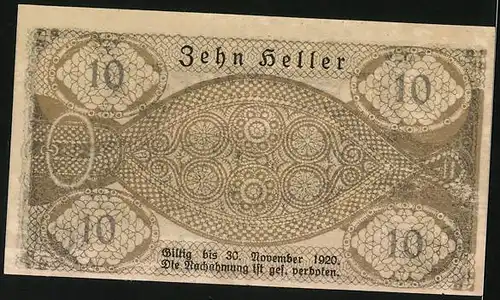 Notgeld Pattigham 1920, 10 Heller, Heilbad St. Thomas