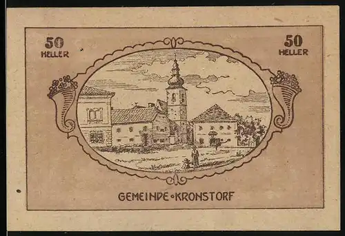 Notgeld Kronstorf 1920, 50 Heller, Ortspartie