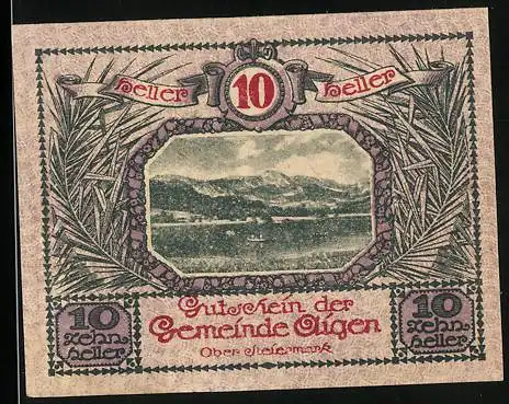 Notgeld Aigen /Ober-Steiermark 1920, 10 Heller, Panorama