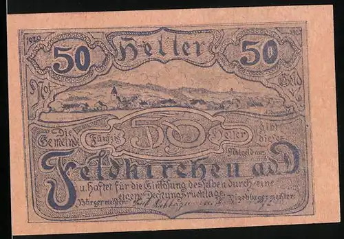 Notgeld Feldkirchen a. d. D. 1920, 50 Heller, Panorama