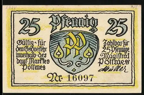 Notgeld Pöttmes, 25 Pfennig, Wappen