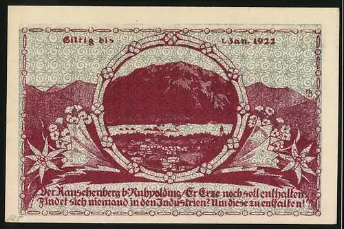 Notgeld Ruhpolding 1921, 50 Pfennig, Blumen im Horn