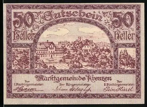 Notgeld Kreuzen, 50 Heller, Ortspartie