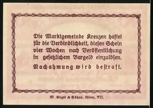 Notgeld Kreuzen, 50 Heller, Ortspartie