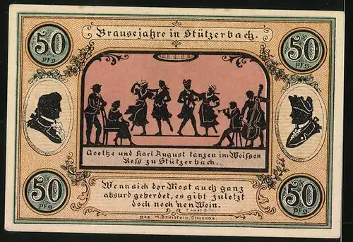 Notgeld Stützerbach /W.-A. 1921, 50 Pfennig, Jagdschloss 1735, Goethezimmer