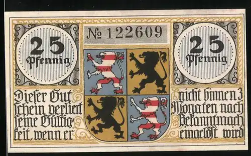 Notgeld Hildburghausen, 25 Pfennig, Wappen